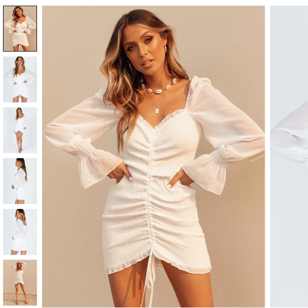 BAYLEE MINI DRESS WHITE SIZE 6